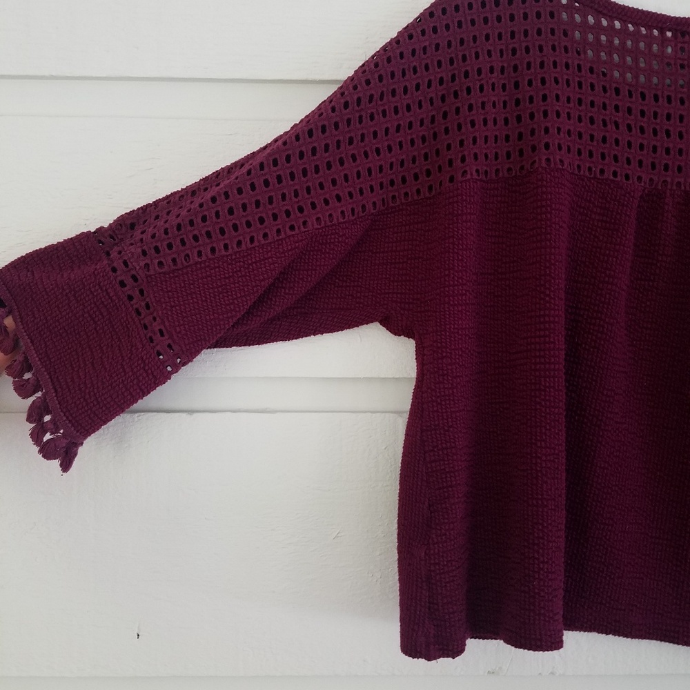 Anthro Saturday Sunday crop tassel top wine Small - Picture 4 of 8